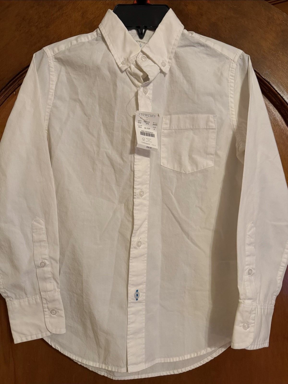NWT J. Crew Crewcuts Boys Long Sleeve Oxford Shirt White, Size 8