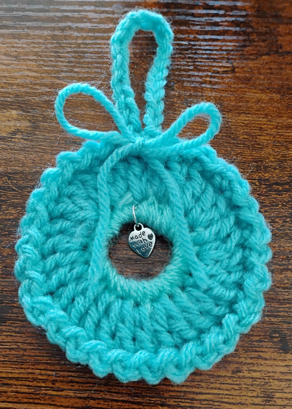  Crochet Ornament / Keychain/ Gift Tag,Set of 12,Aqua