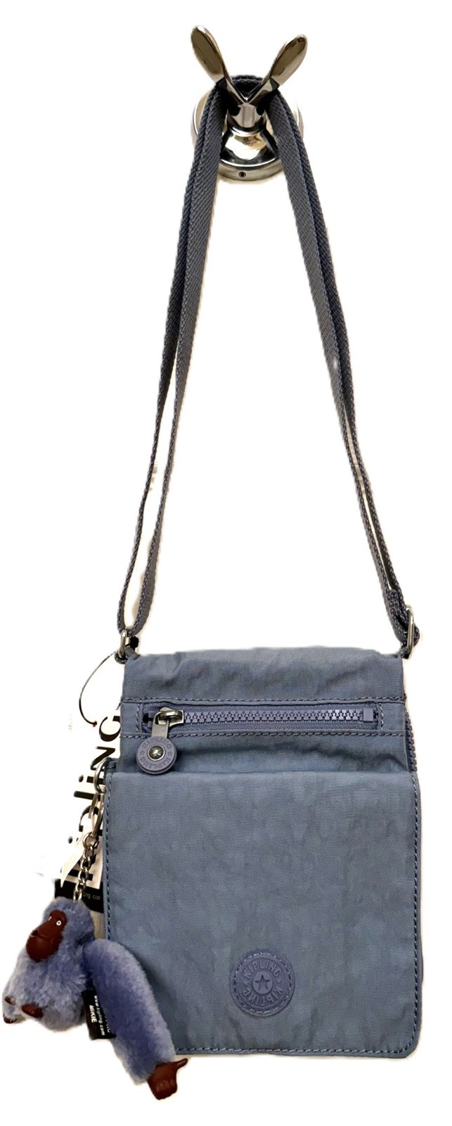Kipling NWELDORADO Blue Slate Nylon Crossbody Bag + Monkey Key Chain NWT