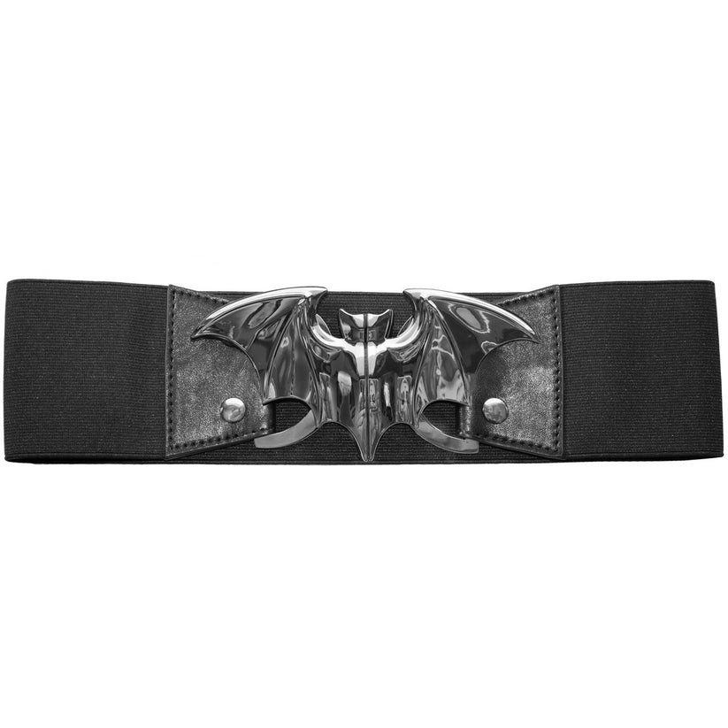 Kreepsville Black Waist Elastic Belt Elvira Dagger Bat Baphomet Pumpkin 3 Sizes