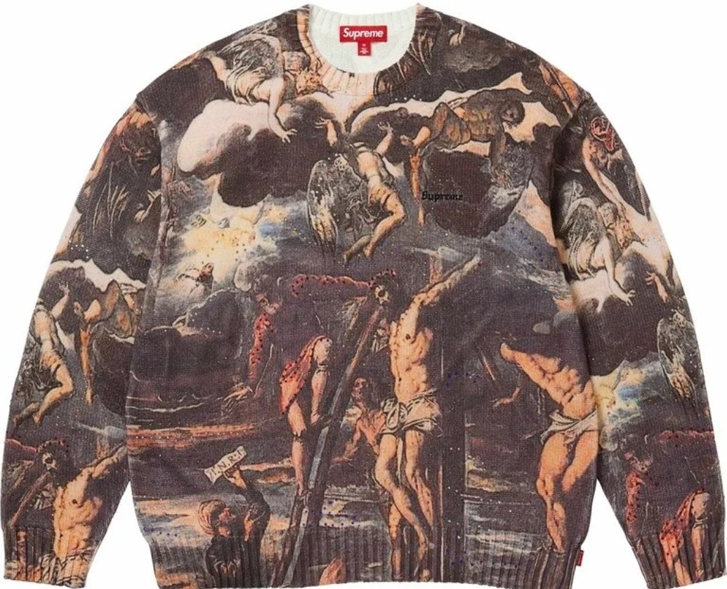 Supreme Crucifixion Graphic Knit Crewneck Pullover Sweater Multicolor Men\'s S 26
