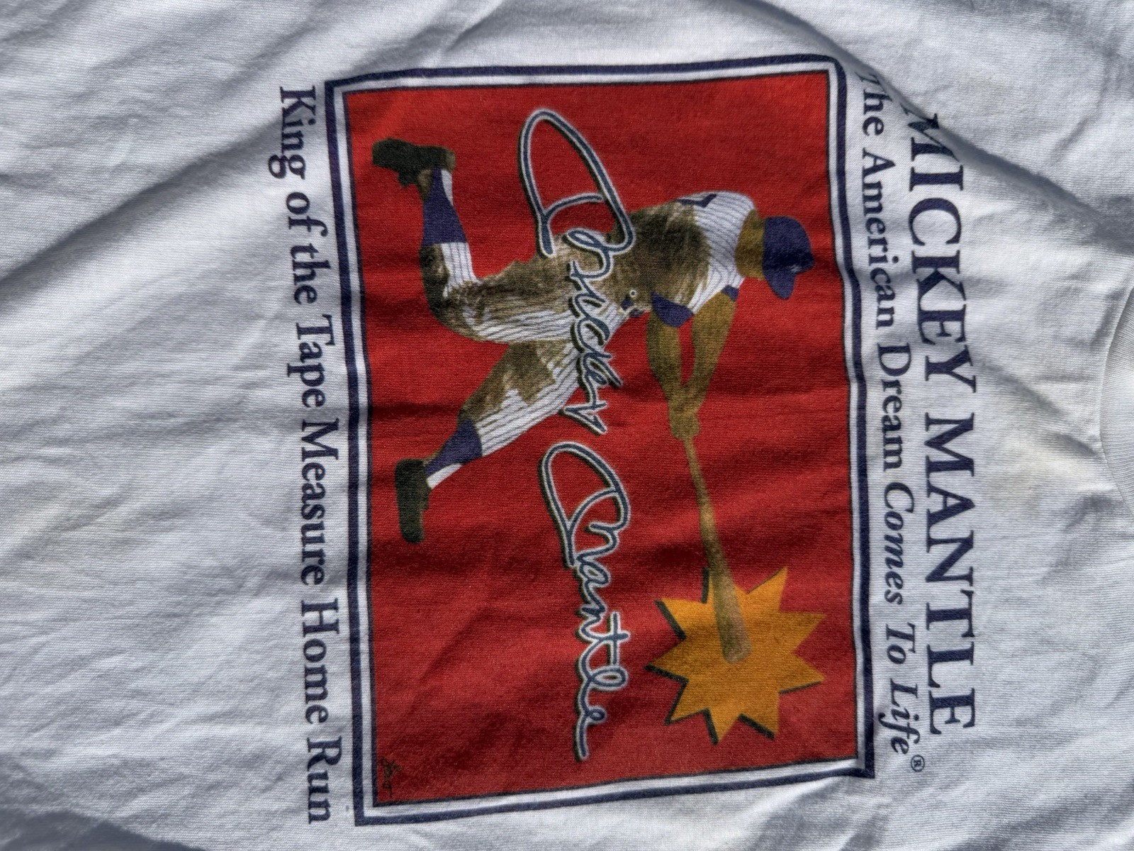 Hanes 1990s Mickey Mantle Graphic T-Shirt Vintage Medium