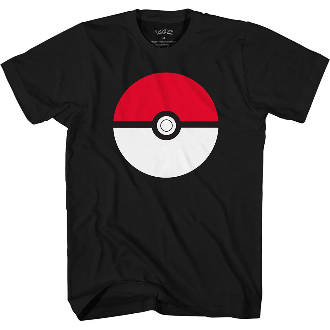 Official Pokemon Pokeball Adult Black T-Shirt