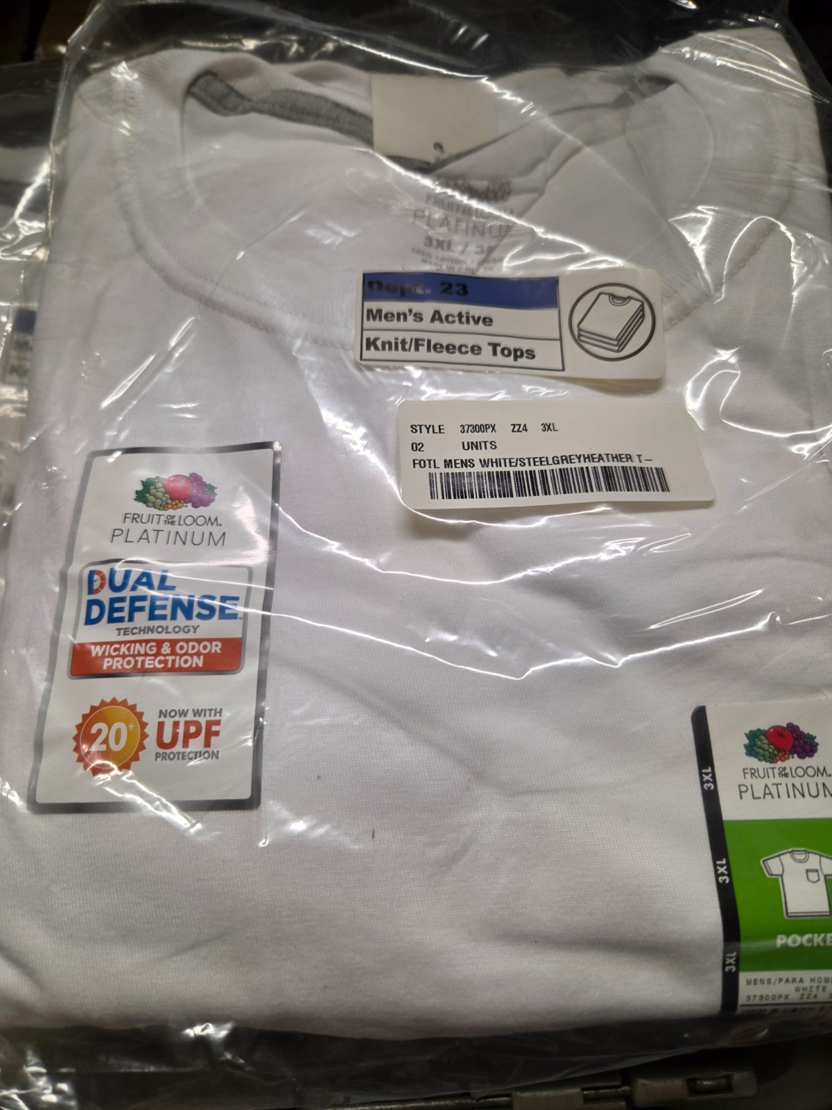 Blank Fruit of the Loom Platinum Pocket T-Shirt Mens 3XL  White Lot of 6 - NEW