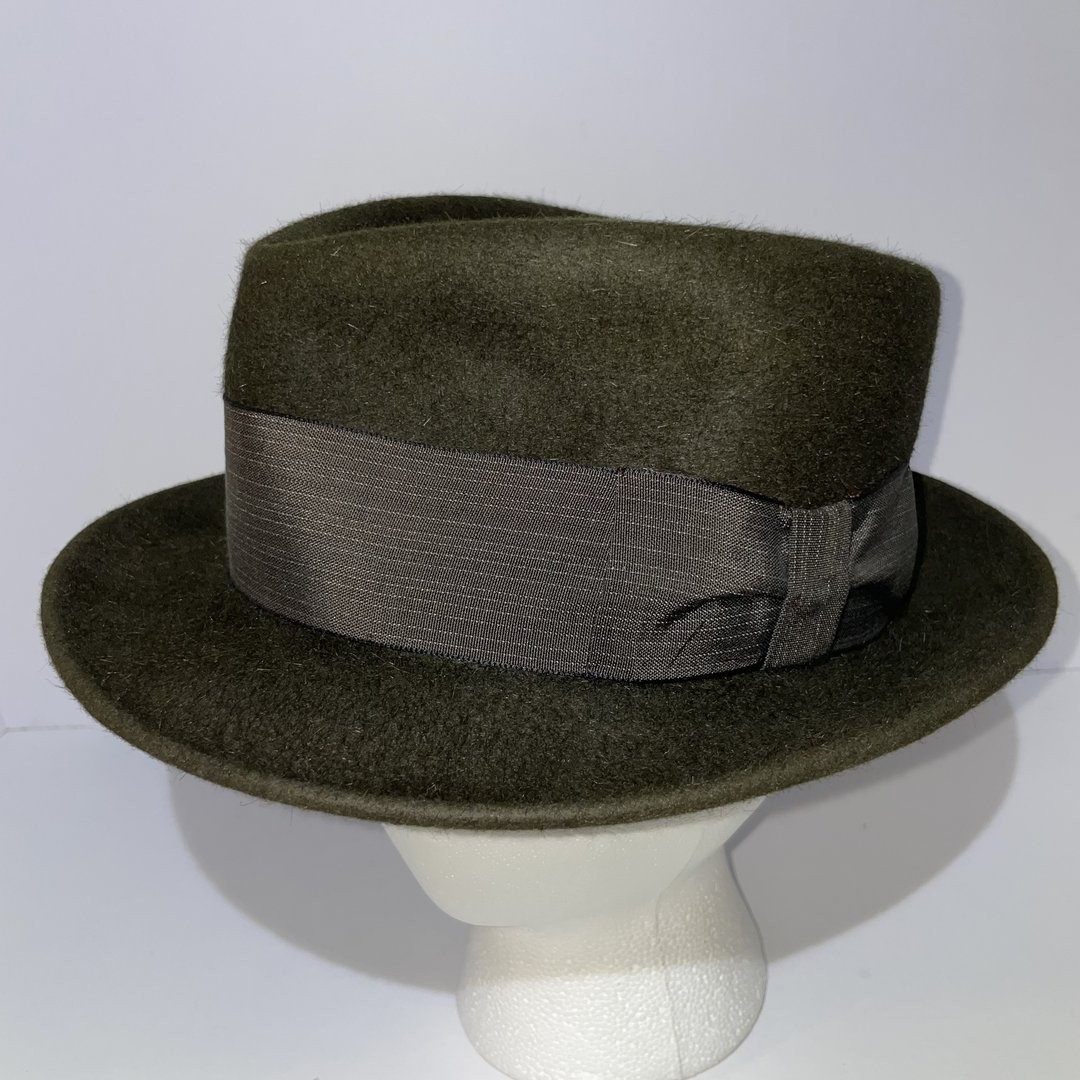 Stetson Royal De Luxe Ribbed Long Fur Brown Bow Tie Headband Fedora Size 7 1/8