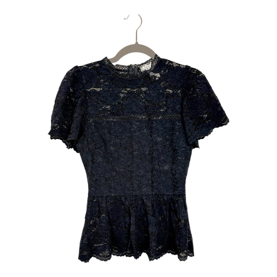 A Calin By Flying Tomato Black Lace Peplum Top Romantic Feminine Small