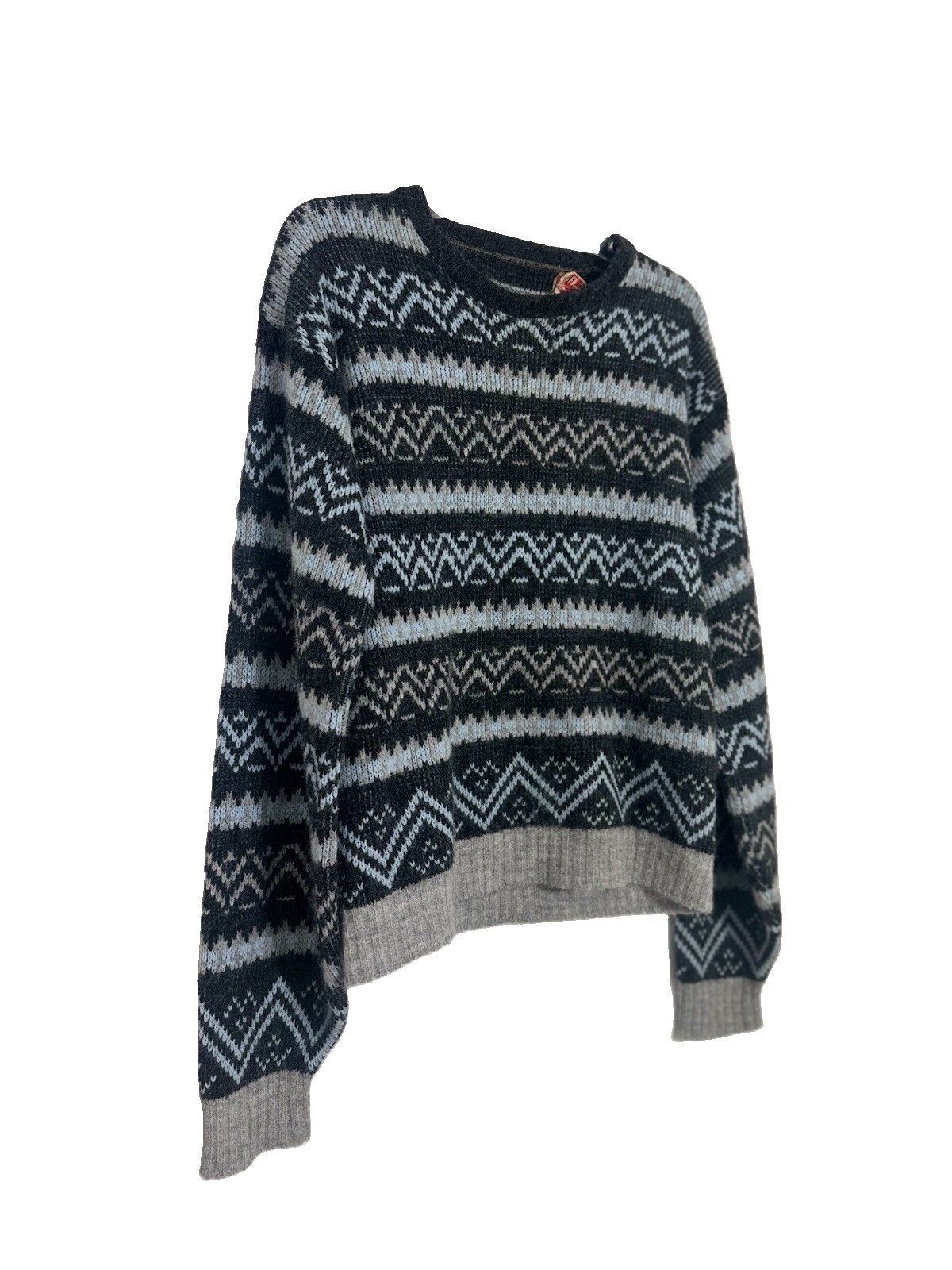 Vintage 60s McGregor Land of the Midnight Sun Sweater Knutun Orlon Gray Blue M