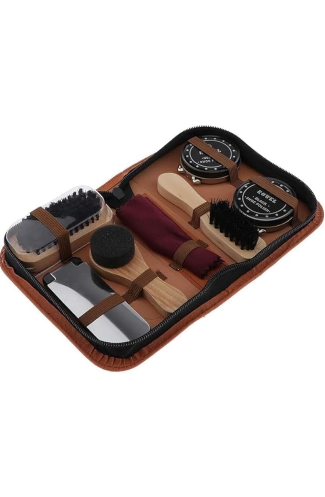 7-Piece Shoe Shine Kit, Leather Care Set with Polish, Boot Polish Cream Brushes 
