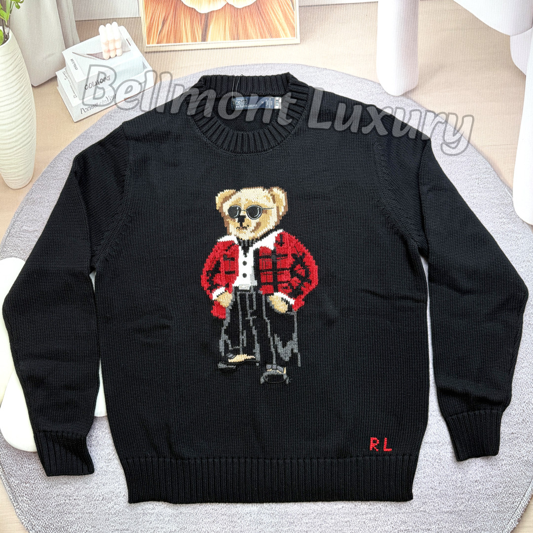 POLO RALPH LAUREN Polo Bear Black Knit Sweater Women’s Size XL NWT Luxury