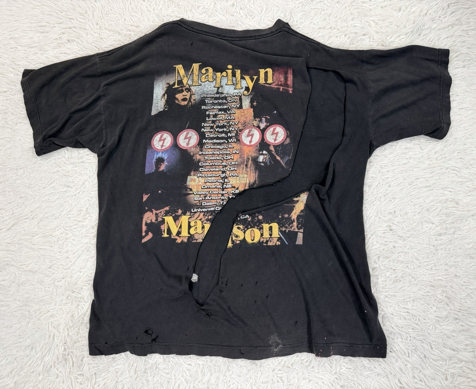 Vintage 1997 Marilyn Manson Dead To The World Tour Shirt Thrashed Winter XL