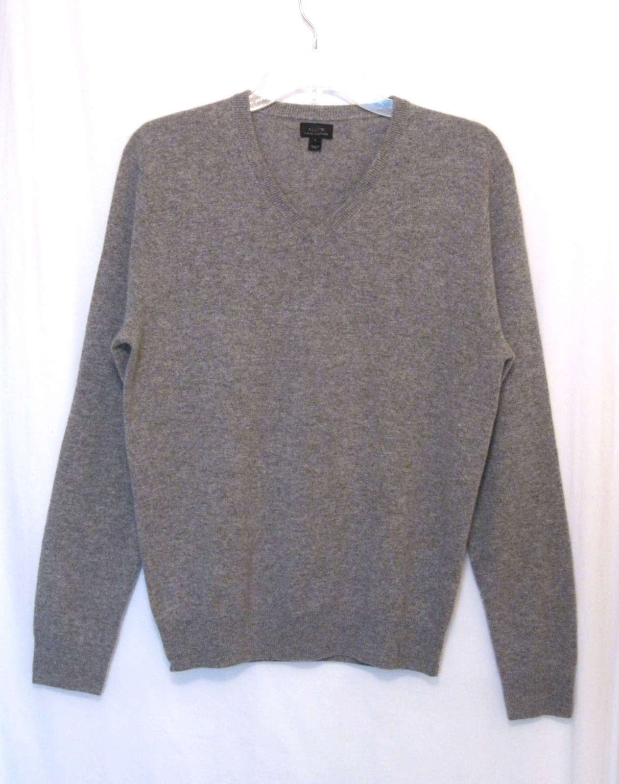 New J CREW Mens Heather Gray 100% Cashmere V-Neck Sweater Sz S
