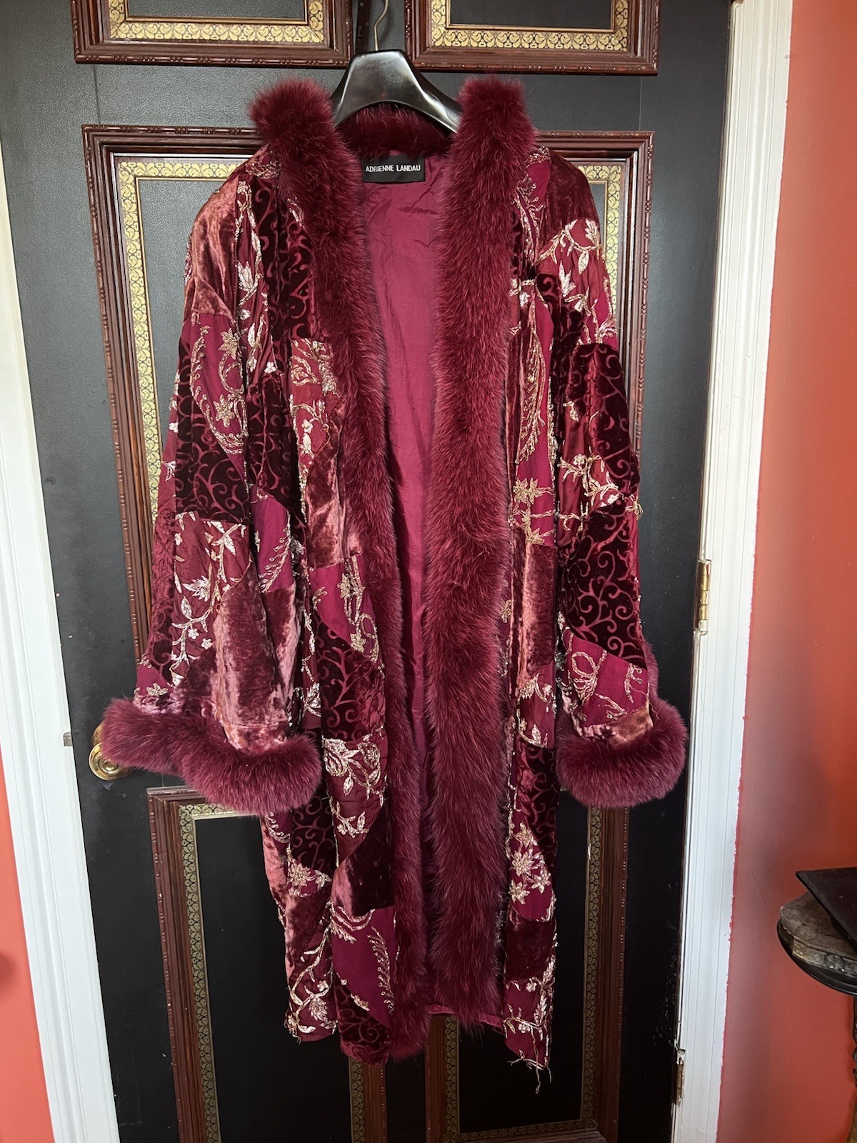 Embroidered Velvet Kimono Robe