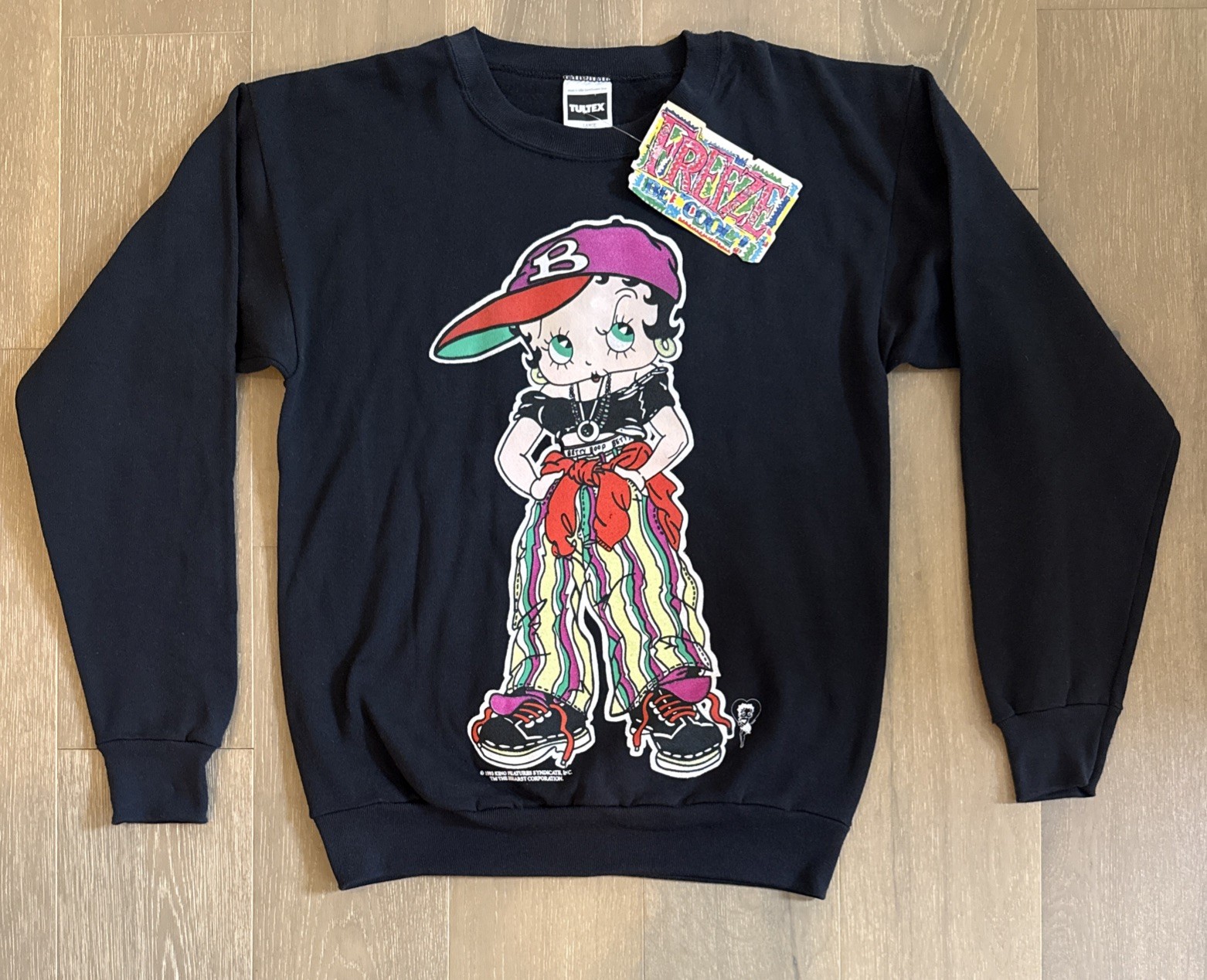 NEW Vintage 1993 Betty Boop Hip Hop Rap Double Sided Print Sweatshirt Size Large