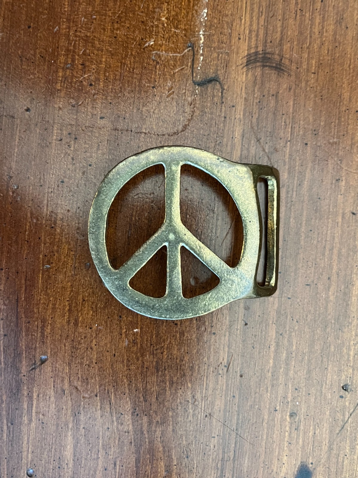 Rare Vintage Brass Peace Buckle 1960's Collectable 1 1/2