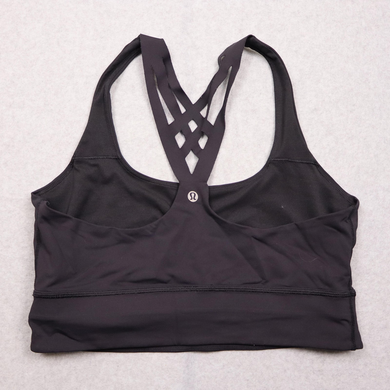 Lululemon Free To Be Wild Bra Womens 12 Black Lattice Strappy Yoga Gym Top