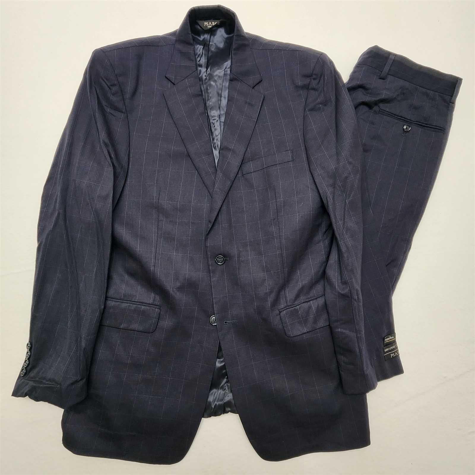 NEW Jos A Bank 42L Navy Glen Check Executive Light Wool Flannel 2Btn 2Pc Suit