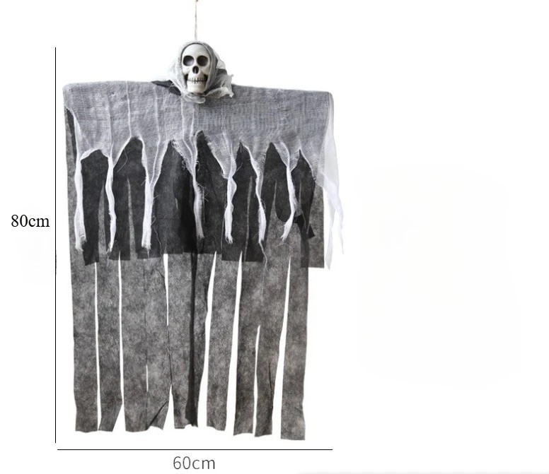 1pcs Halloween Glowing Skull Skeleton Gauze Hanging Ghost Home Outdoor Garden