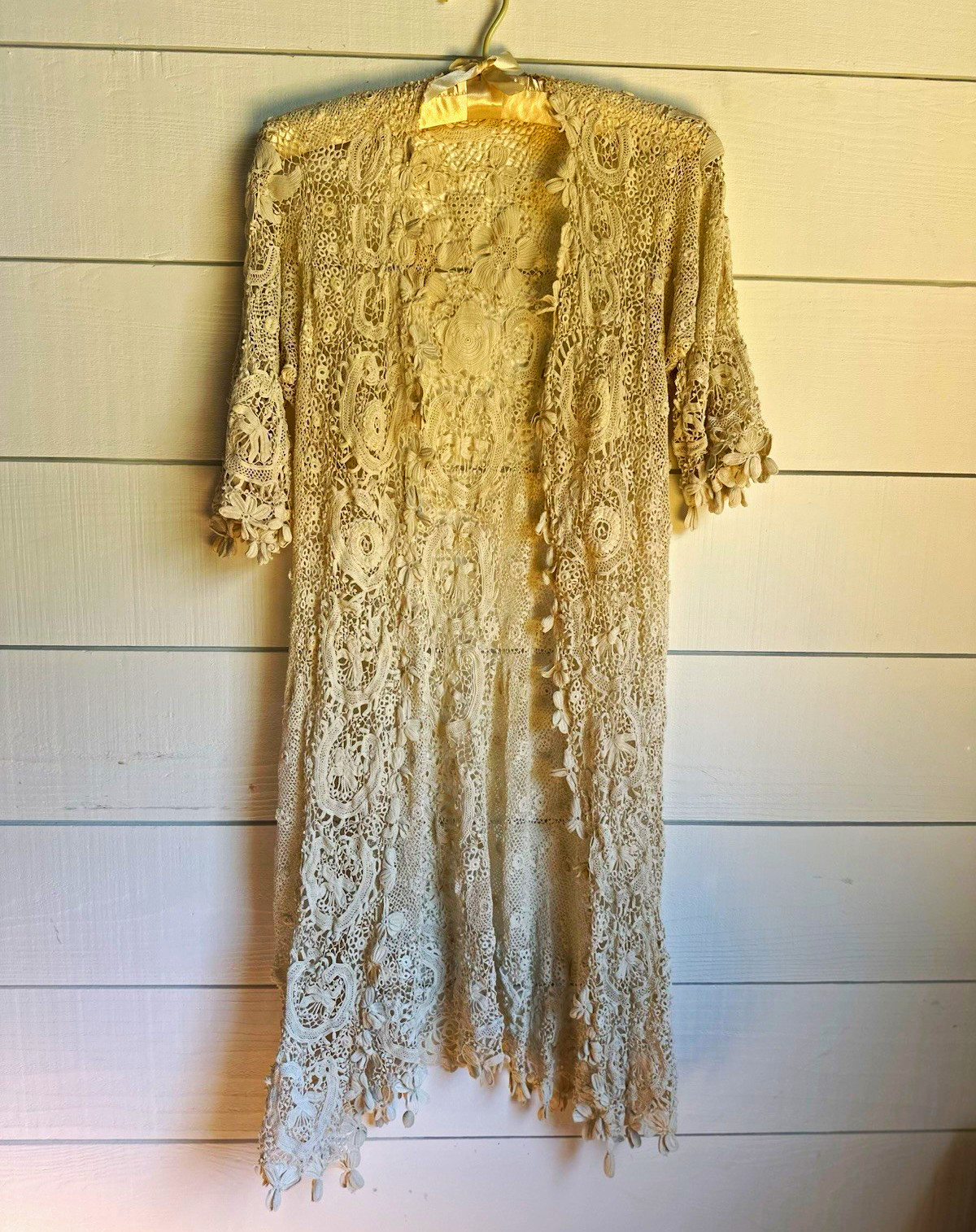 Handmade 1980’s Irish Crochet Lace Mid-length Evening Duster