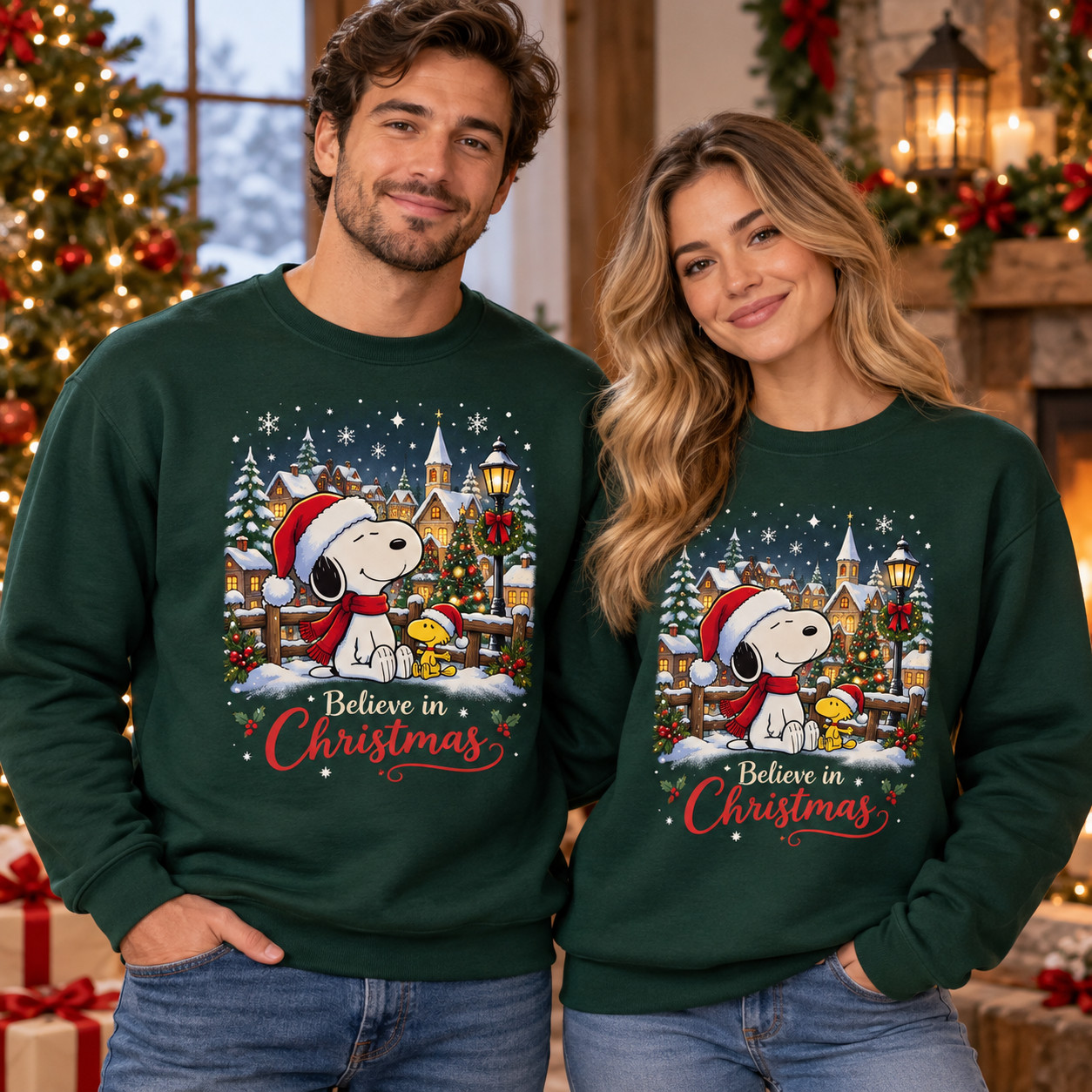 Snoopy Santa\'s Helper Christmas Sweater Peanuts Unisex Holiday Xmas Gift QA4
