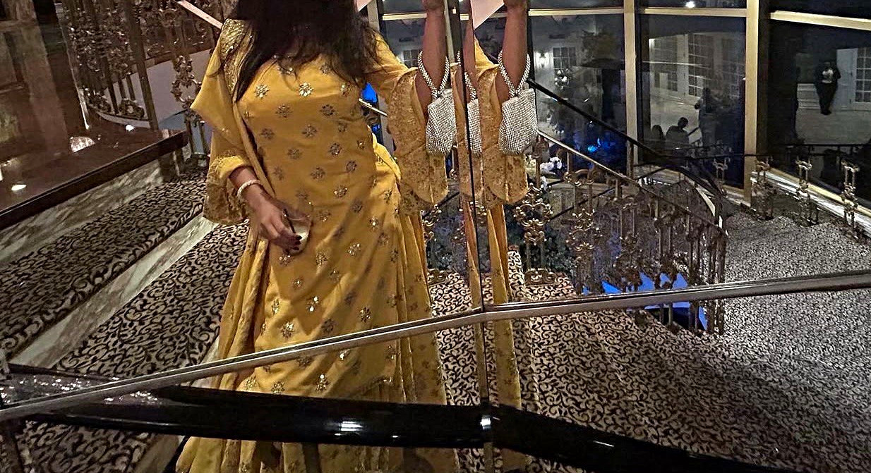 Custom Yellow Gold Embroidered Kurti Sharara Set - Haldi Sangeet Wedding Outfit