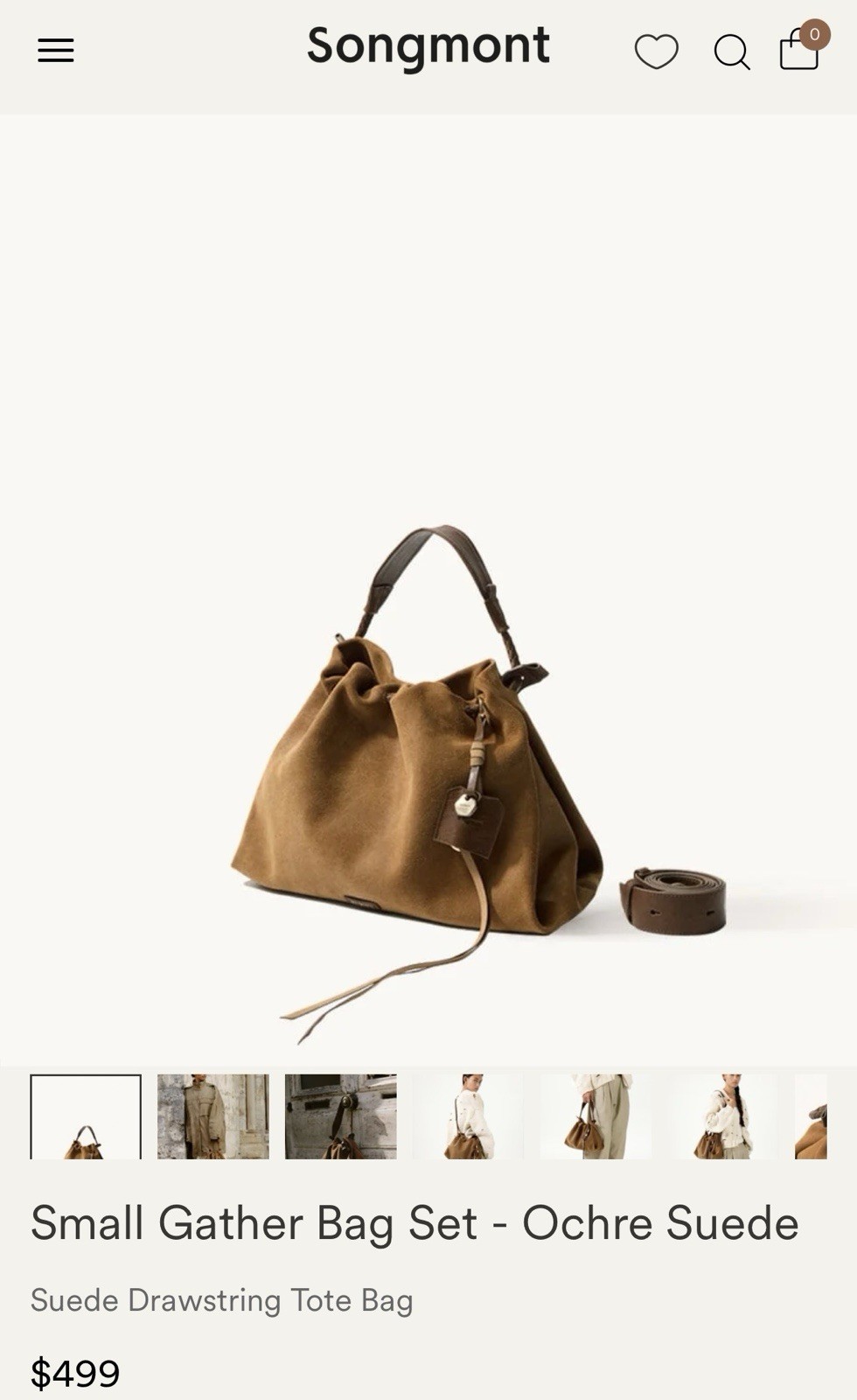 songmont bag Small gather Ochre Suede
