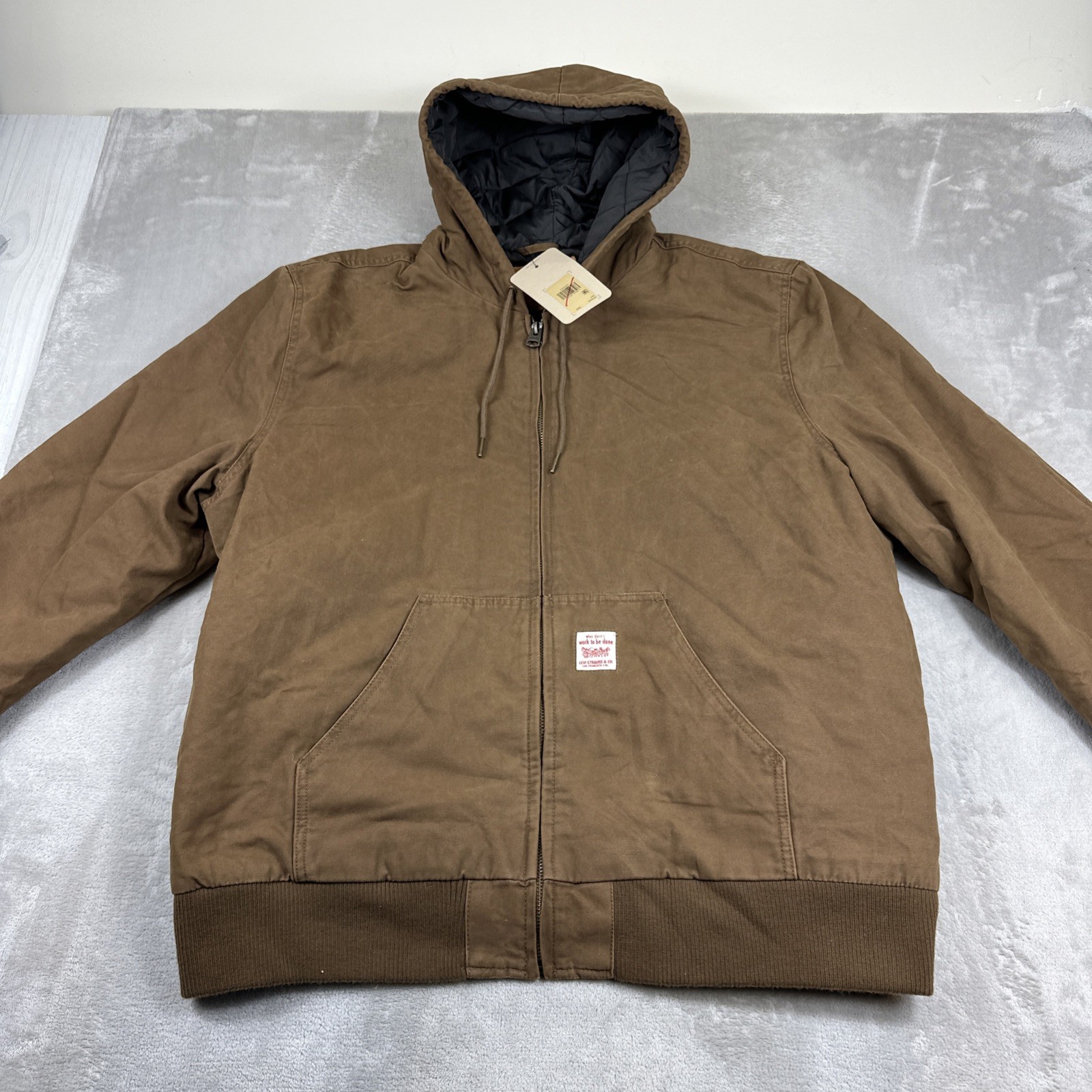 Levi\'s Potrero Workwear Hoodie Jacket Men\'s Size XXL Brown Quilt Lined