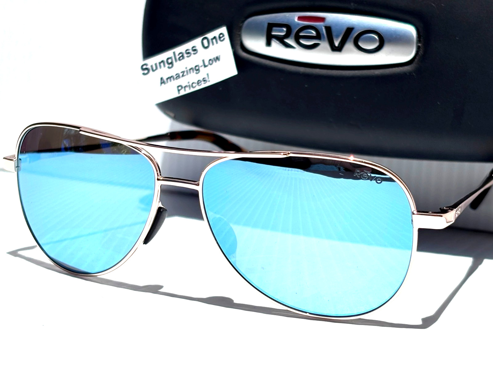 NEW REVO RELAY PETITE 2 Shiny Gold POLARIZED Blue Water Lens Sunglass 2156 04 BL