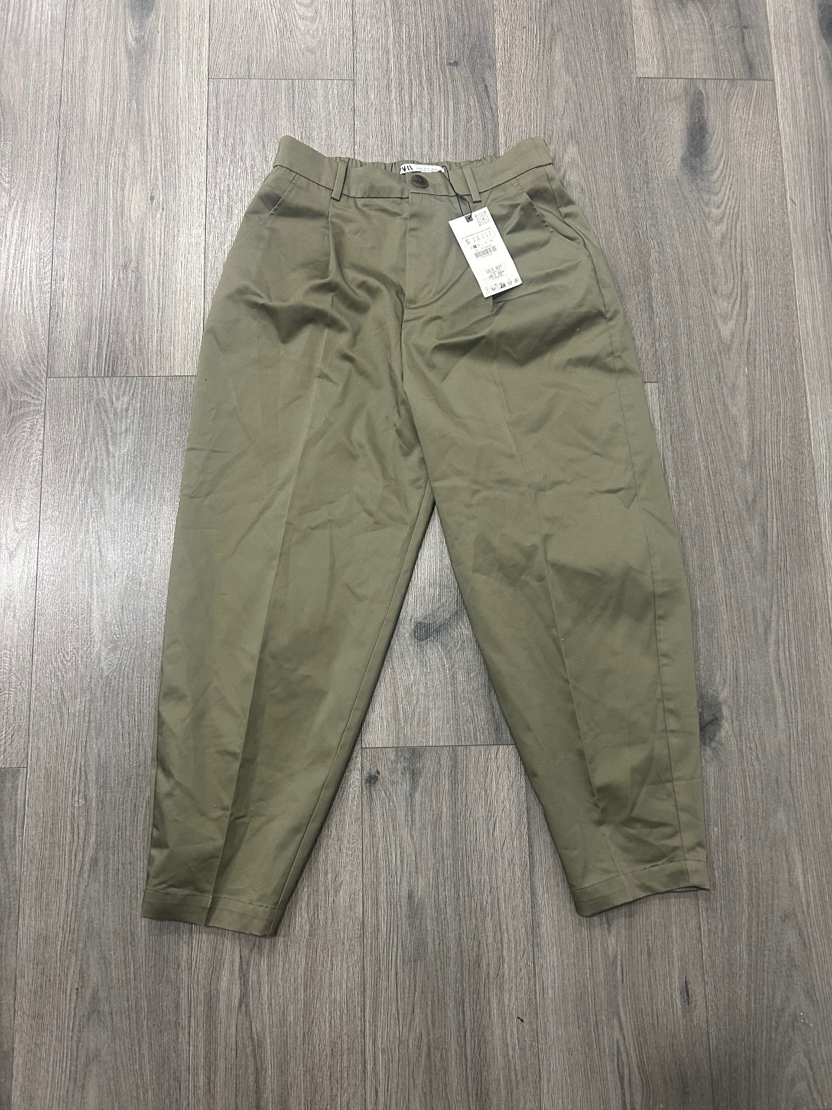 Zara Olive Green Tapered Ankle Pants