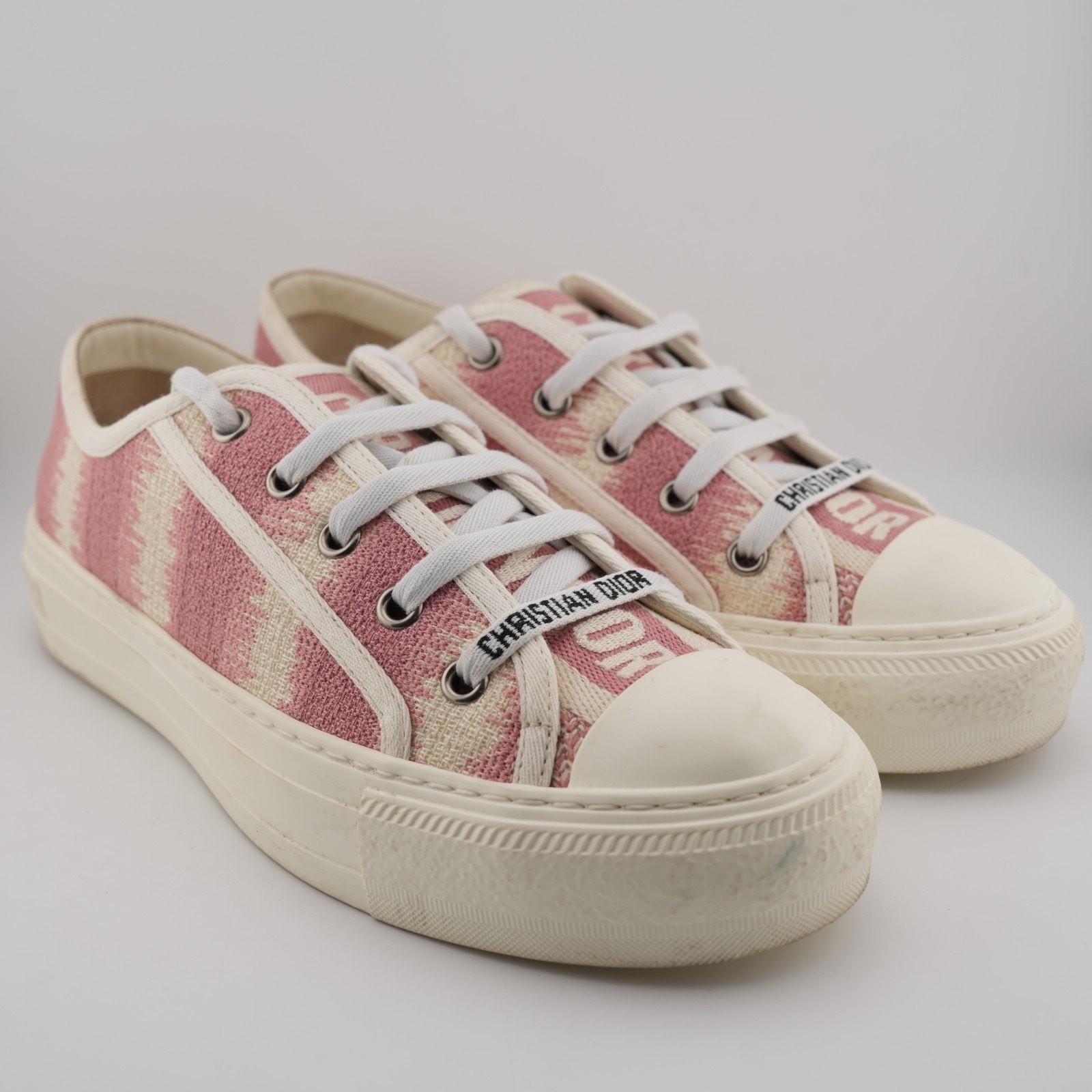 * Christian Dior Cotton D-Stripes Walk’N’Dior Lop Top Sneaker Pink Women 6.5