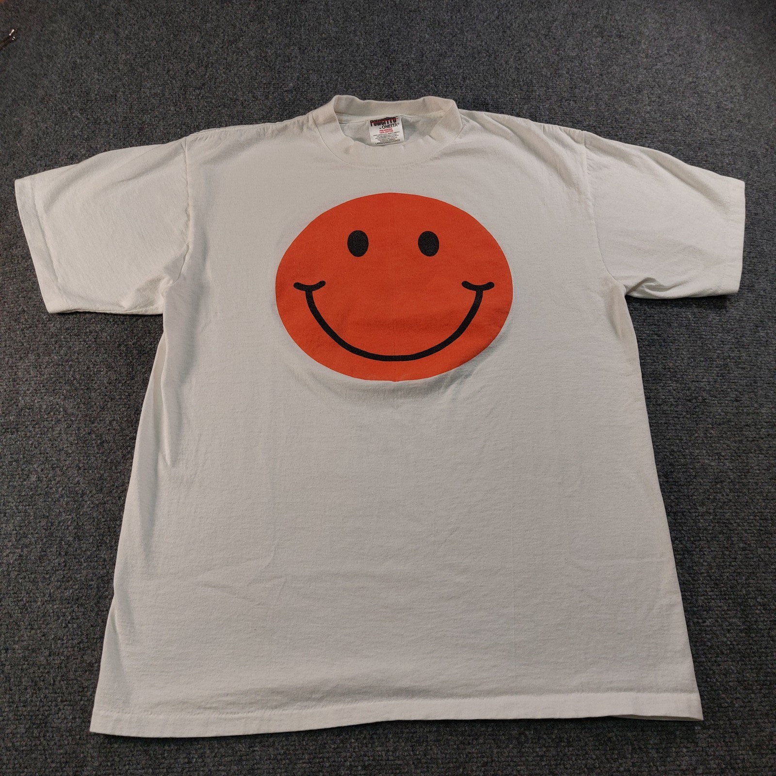 Vintage 90s Union 76 Smiley Face T Shirt Mens Large White Gas Station Oneita