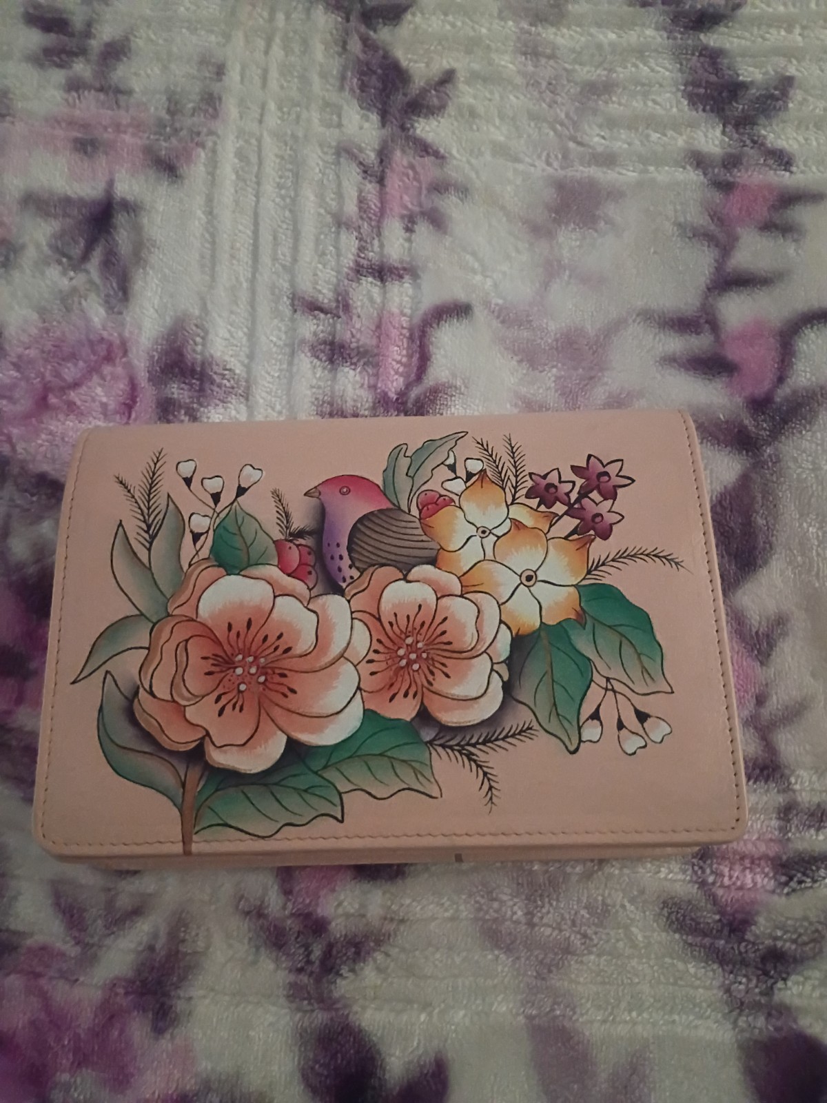 Anna By Anuschka Wallet on a string Vintage Garden Artwork MSRP $128 NWT