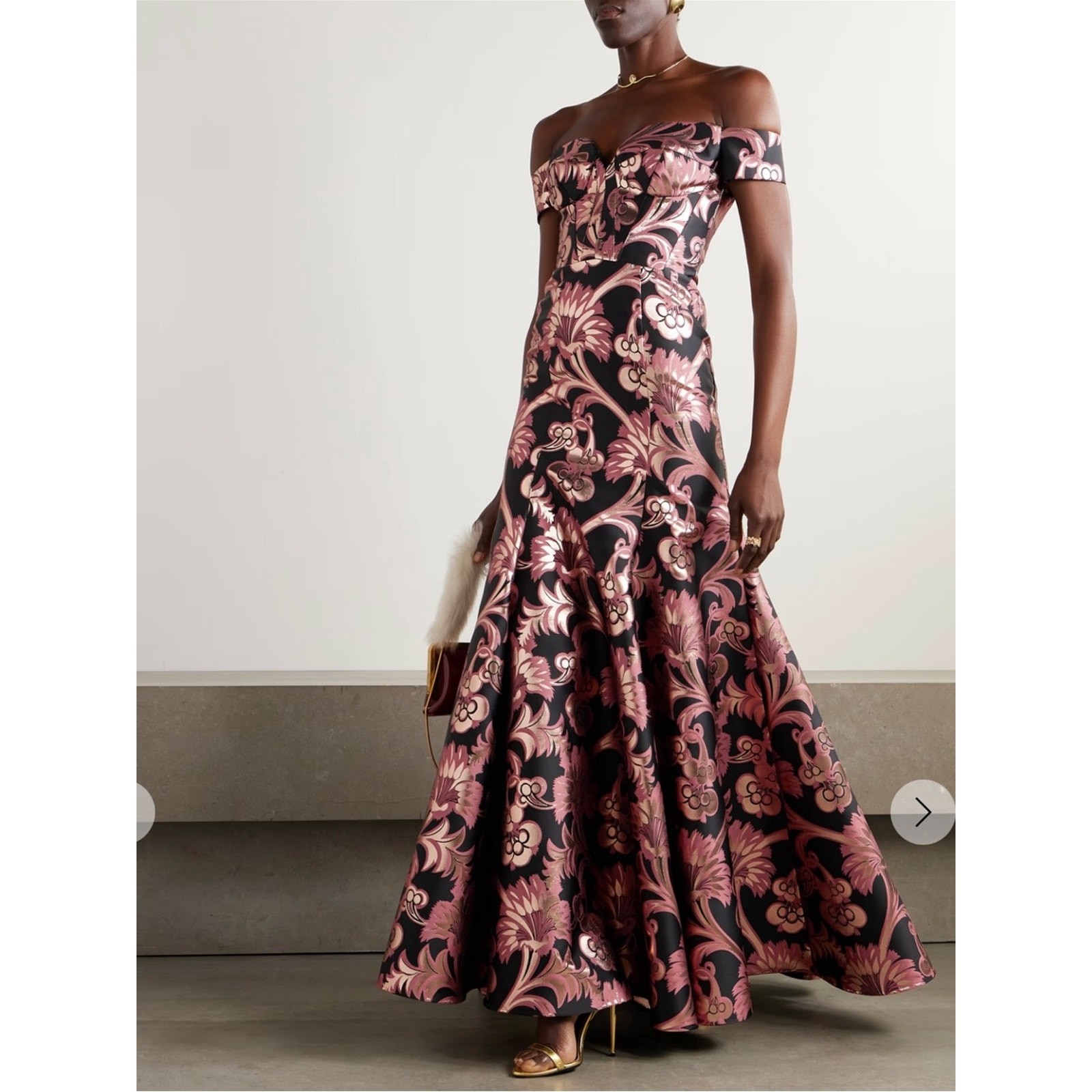 ETRO Milano Bardot off the shoulder Metallic Gown NWOT $6,990 Size IT 44 | US 8