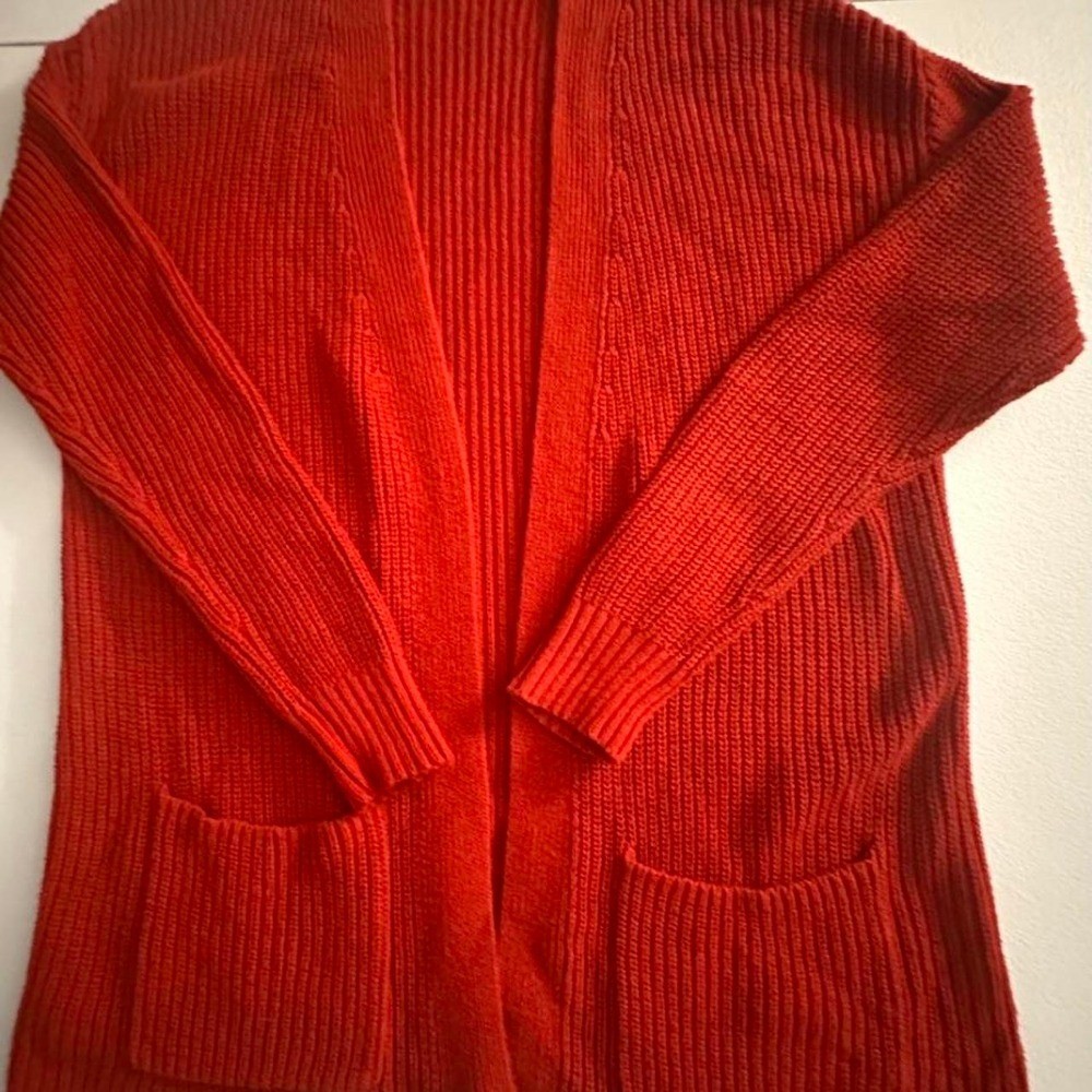 Loft red cardigan with pockets size Large