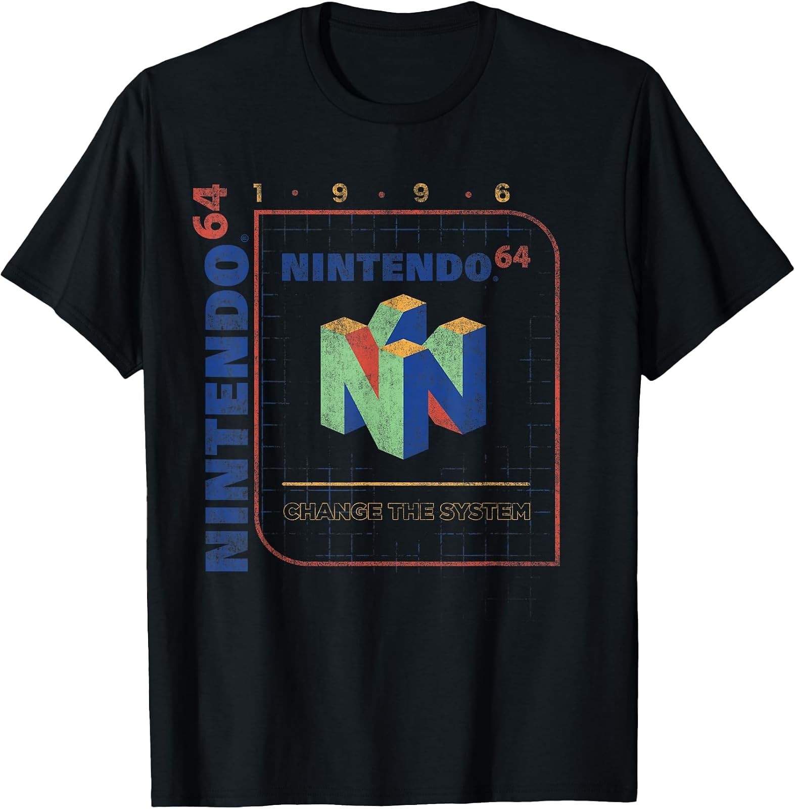 Vintage 1996 Nintendo 64 Retro Cube Logo T-Shirt - Classic Gaming Style
