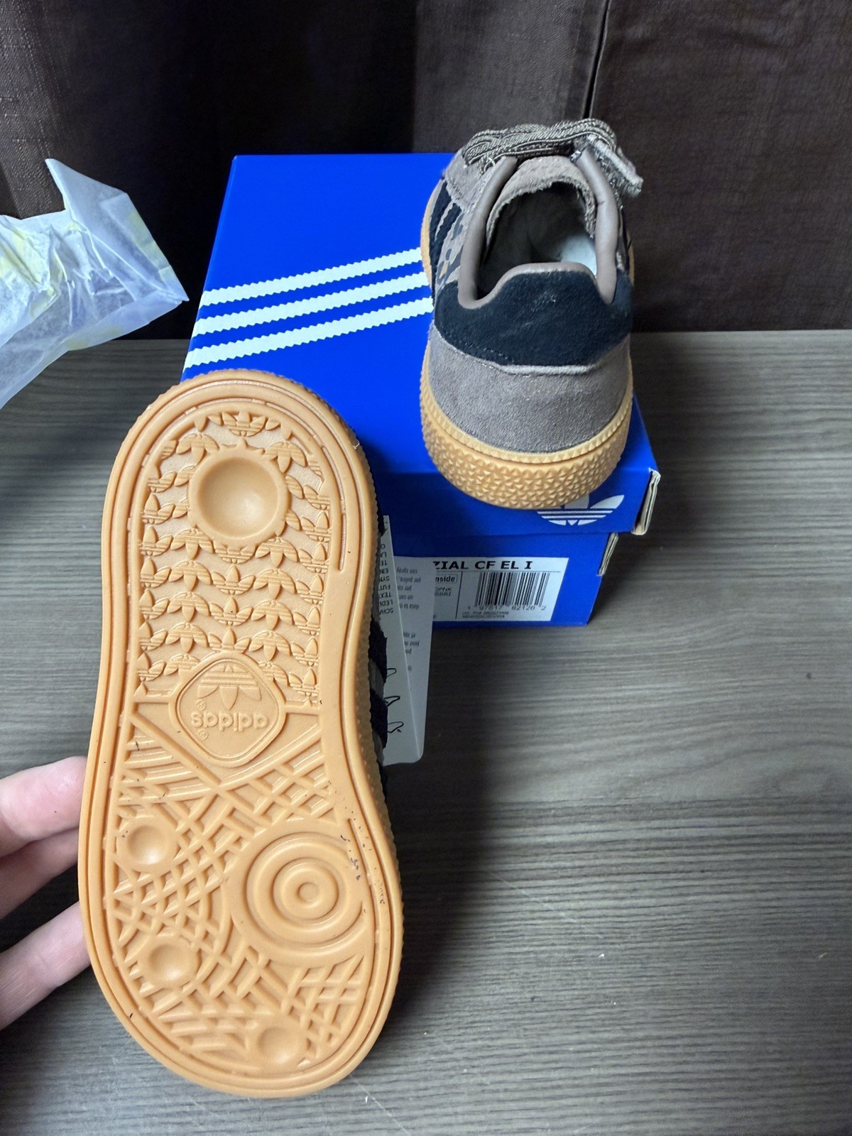 adidas Handball Spezial CF EL I Toddler Elastic Laces, Brown Size 8K