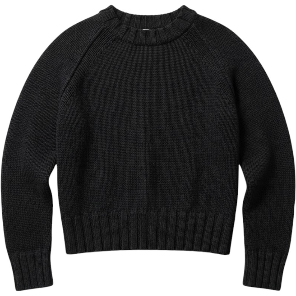 NEW J.Crew Rive Crewneck Sweater Sz S Black 100% Cotton Pullover Slouchy Chunky