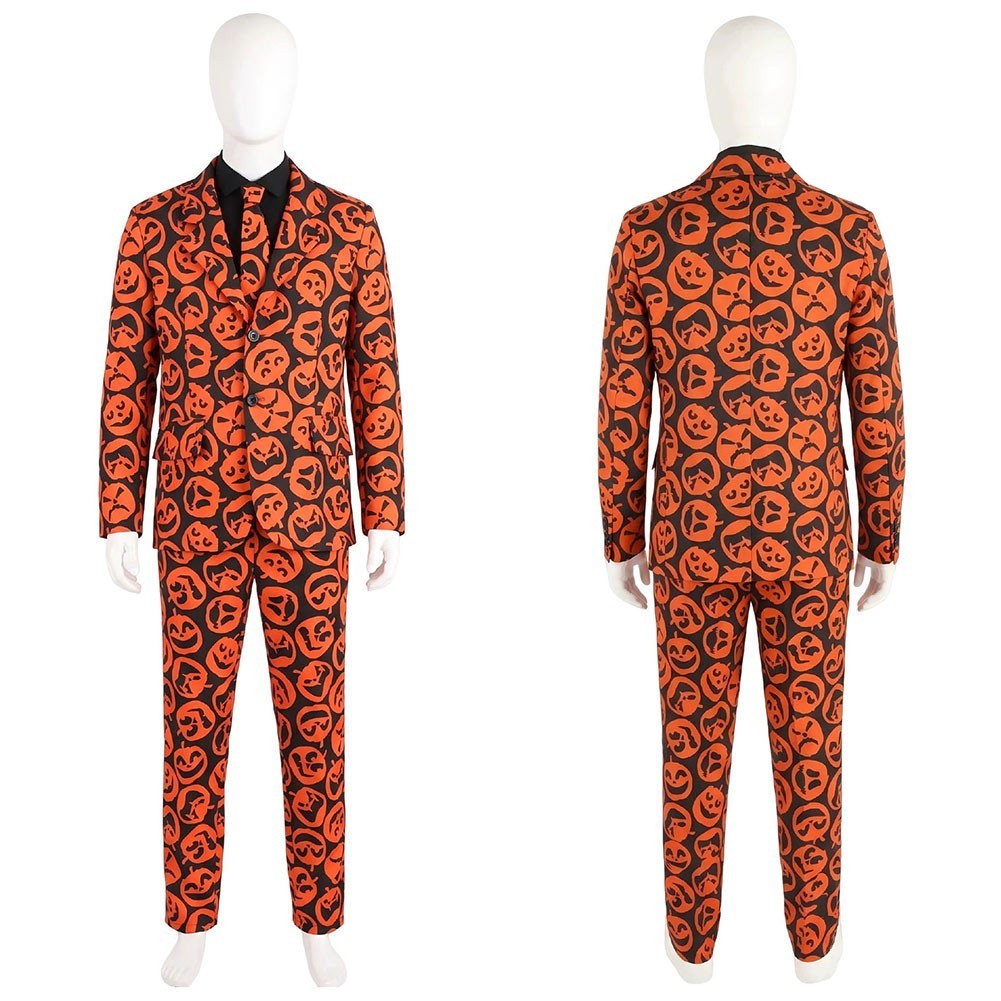 Men's David S Cosplay Pumpkins Orange Coat Shirt Pants Tie Costume Halloween set