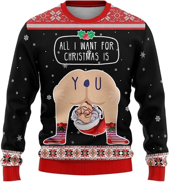 Naughty Mrs Claus Ugly Christmas Sweater Funny Men Unisex Xmas Party Sweatshirt