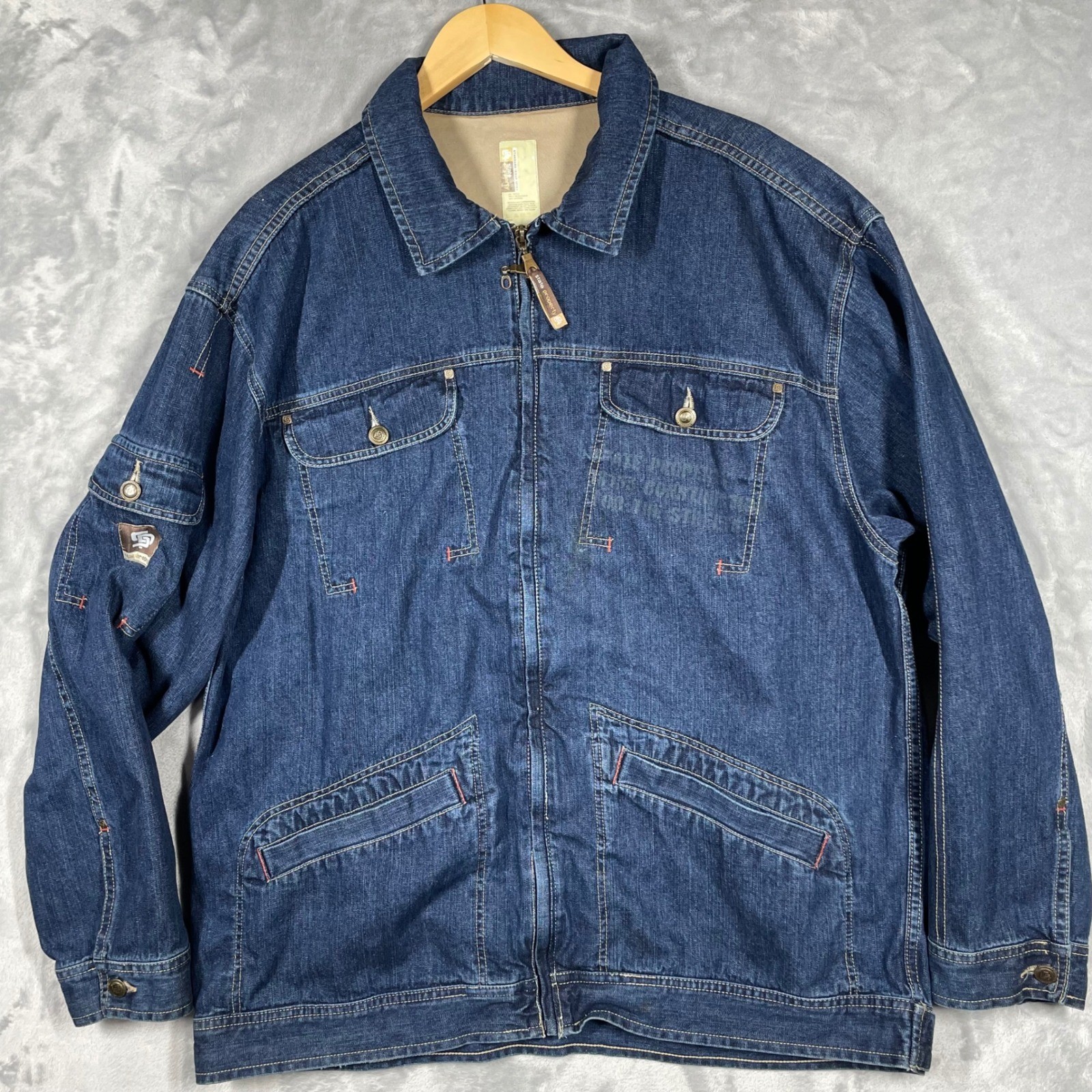 Vintage State Property Standard Issue 18153 Denim Zip Jacket Mens L Workwear