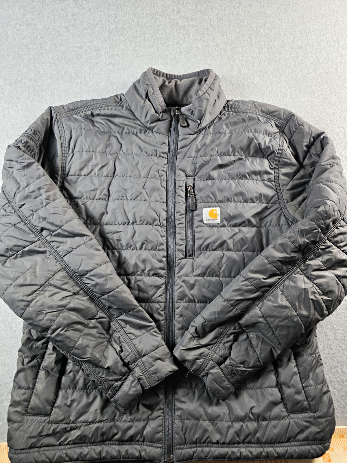 Carhartt Rain Defender Men\'s Gray Quilted Puffer Full Zip Jacket M OJ2208-M