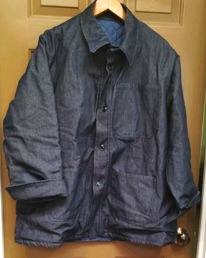 Vintage Prison Jacket Mens 50/52 Blue Denim Quilted Lined Chore Iowa Work 90s