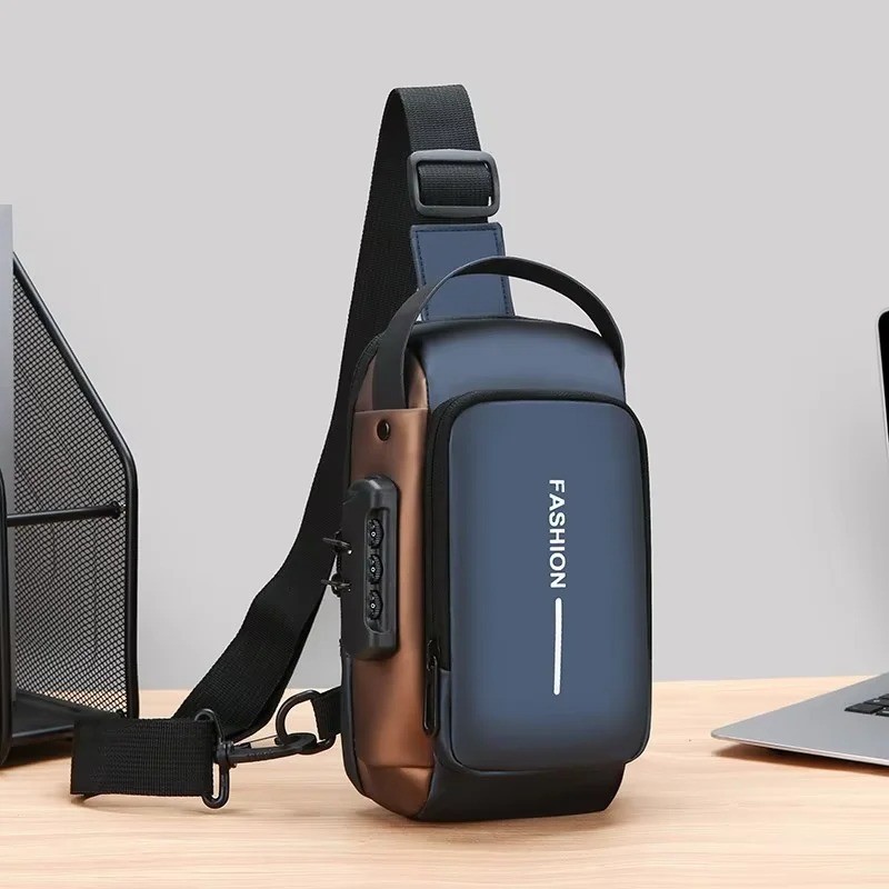 Men's Sling Backpack Waterproof Anti-theft Shoulder Crossbody Chest Bag USB Port