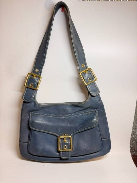 Vintage Coach Legacy Y2K Saddle Bag #9340 Rare Blue/Nickel