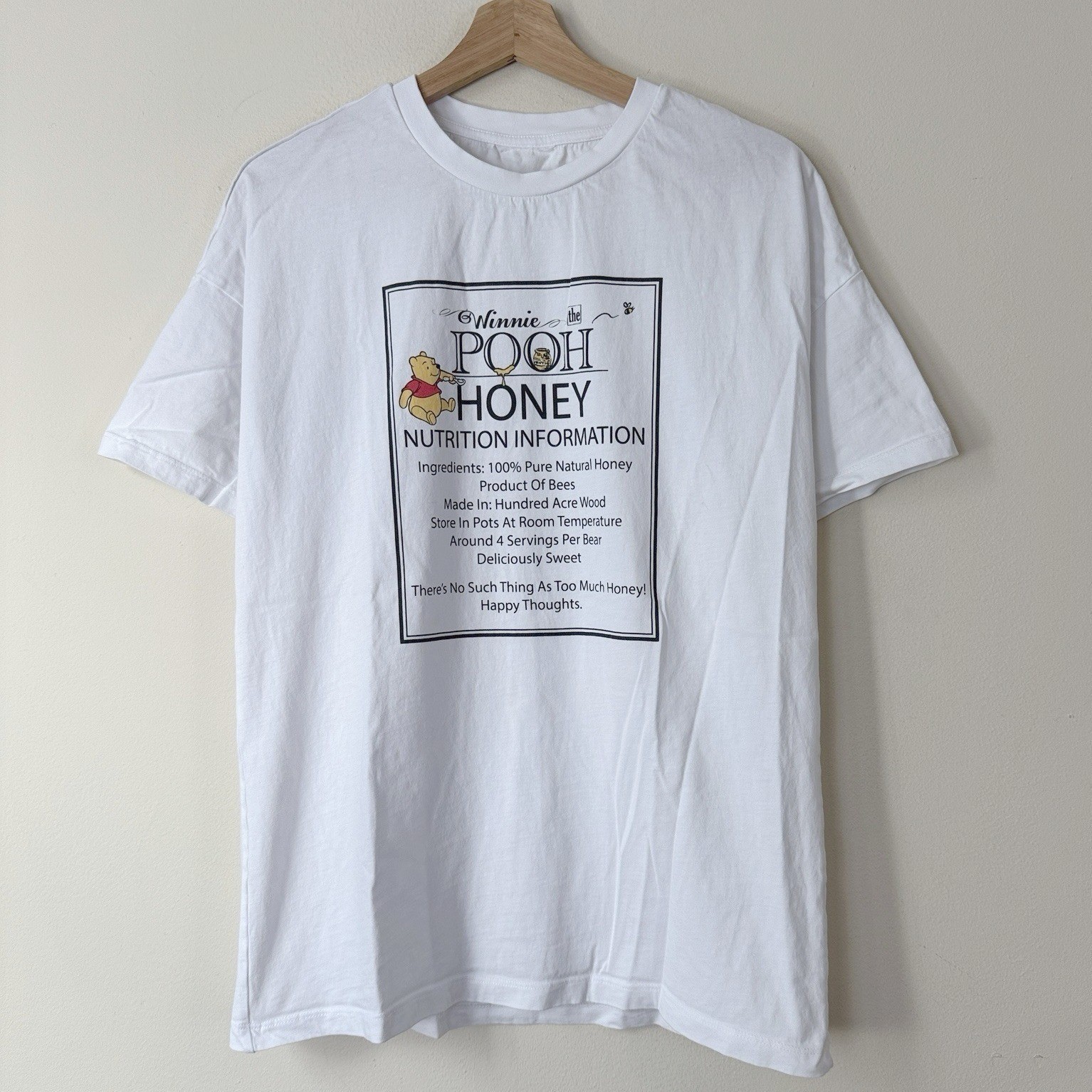 Vintage Disney Winnie The Pooh Honey Recipe Cooking Cartoon White Tee Shirt - M