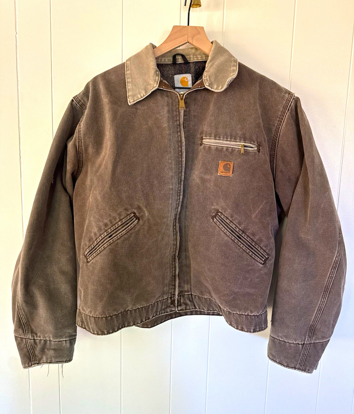 Carhartt Detroit J97CHT Brown Cotton Canvas Lined Full Zip Jacket Men\'s L