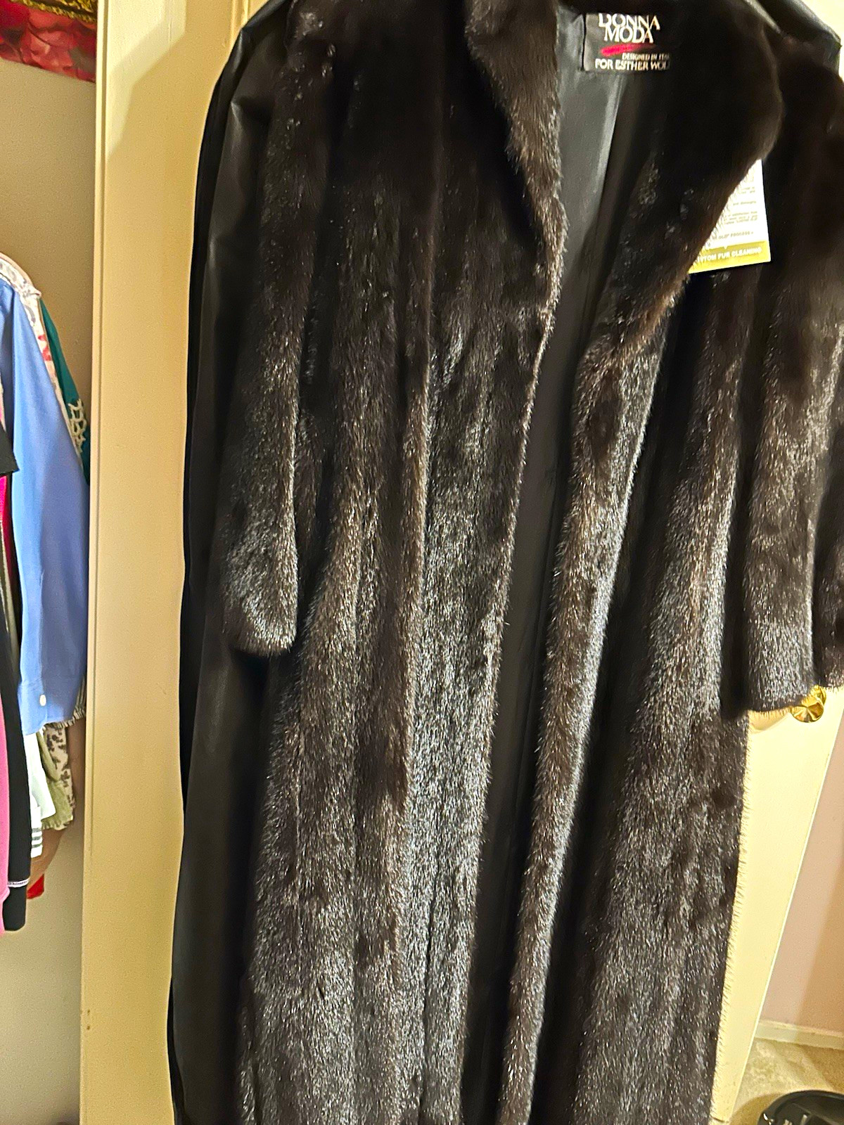 Donna Moda Women’s Vintage Long Fur Trim Lined Coat Hook & Eye Brown S