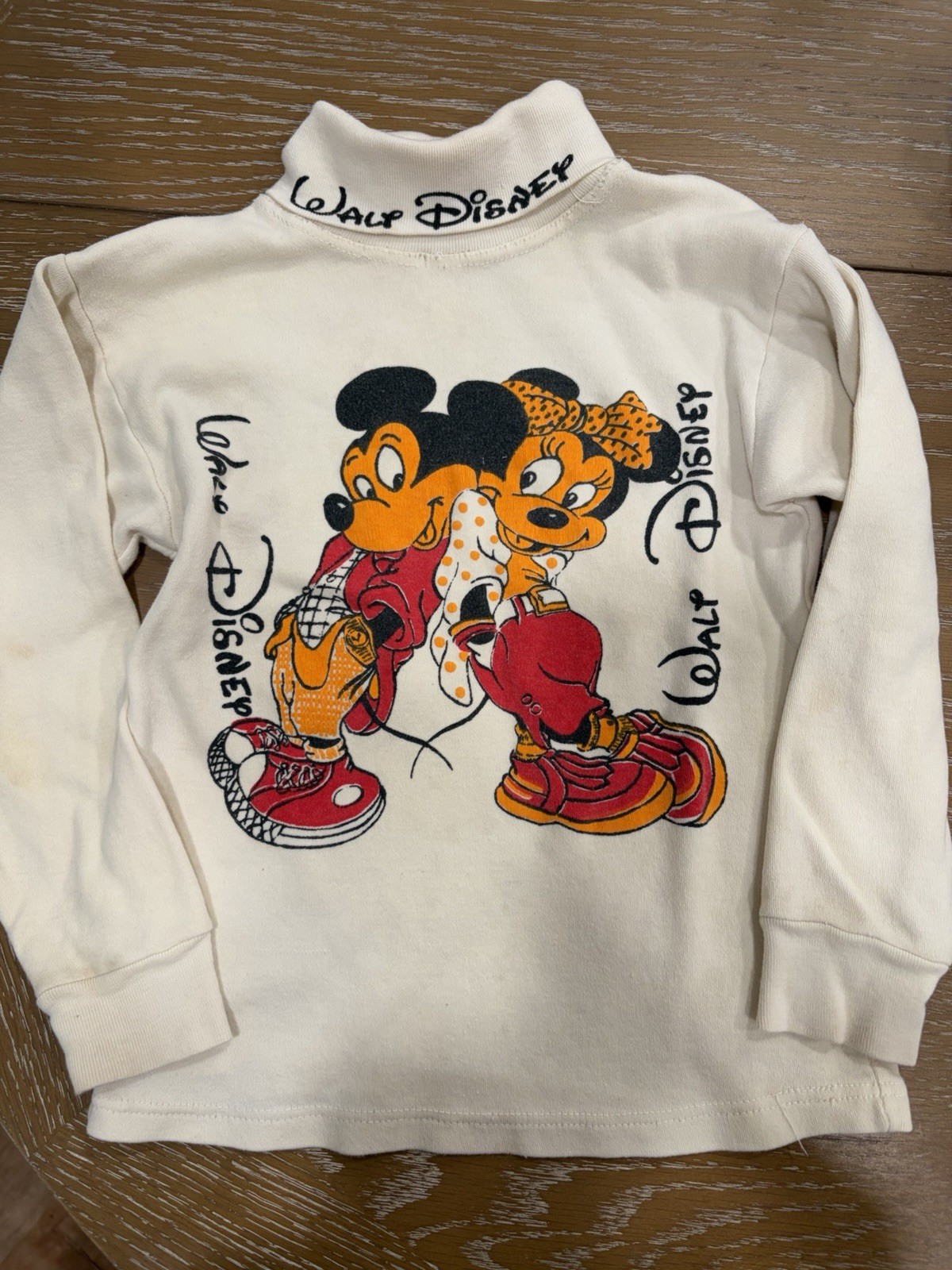  Vintage 90s Disney Mickey & Minnie Mouse Toddler Turtleneck Shirt Retro Graphic