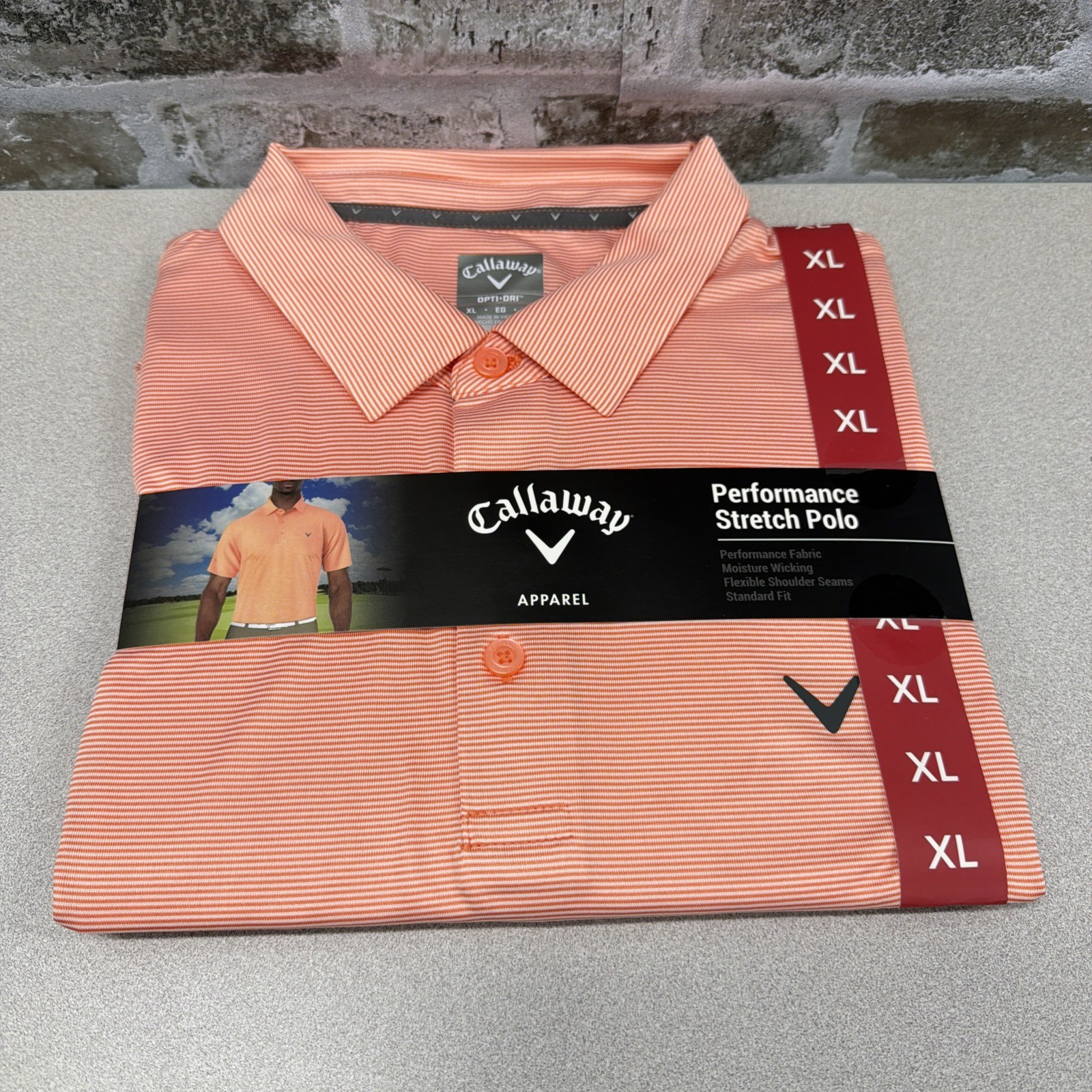 Callaway Men\'s Moisture Wicking Performance Golf Polo XLarge Coral