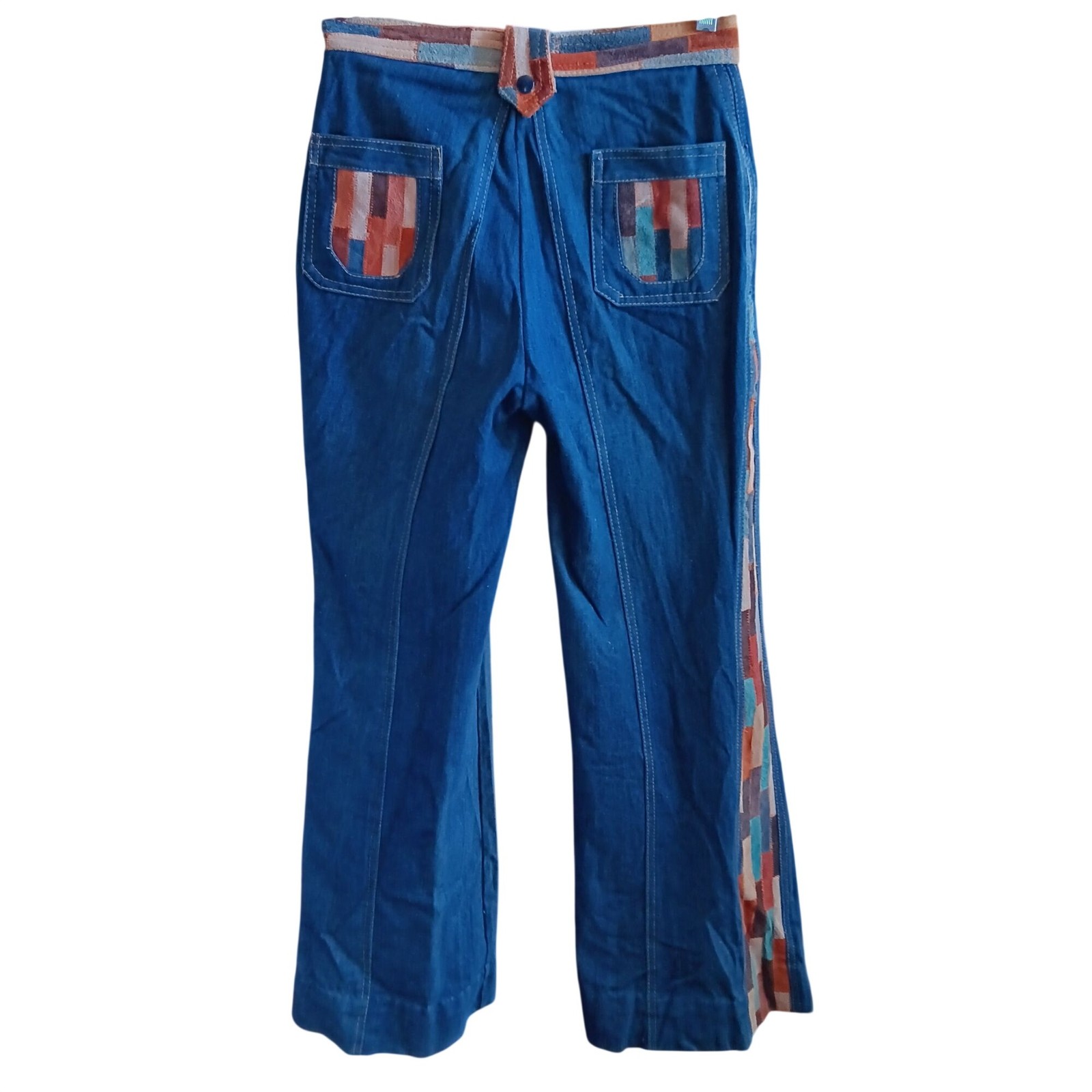 Frederick\'s Hollywood True Vintage Bellbottom Jeans 11/12 27x30 70s Patchwork