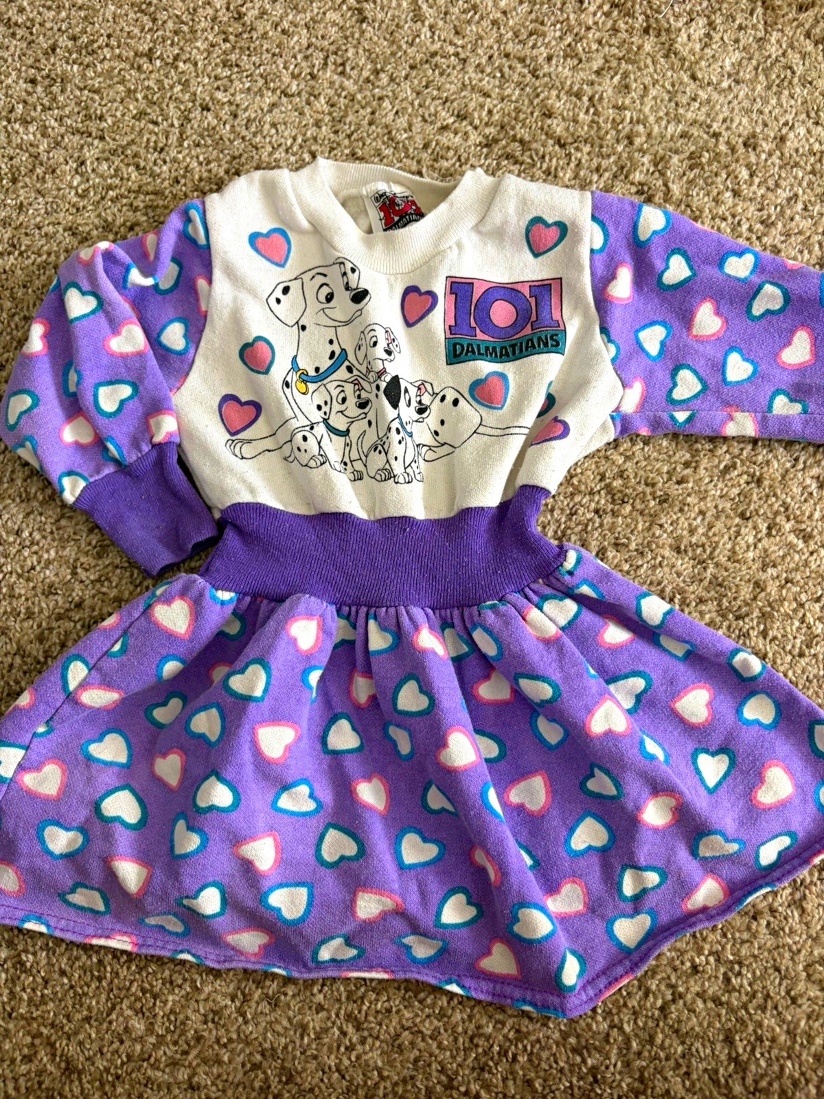VINTAGE RARE Disney 101 Dalmatians Dress Graphic Print 2T Long Sleeve